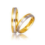 Two-tone S700 wedding gold ring 4mm